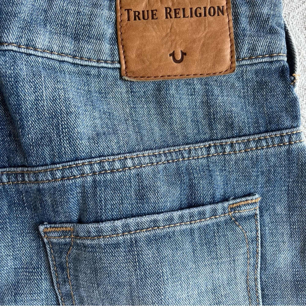 True Religion Blue Patchwork Distressed Frayed Un… - image 4